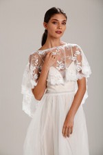 Ivory Lace Wedding Dress Cover Up Tulle Bridal Shawl Wrap Stole Shrug Bolero