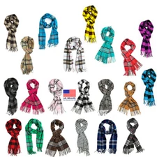 Classic Luxurious Soft Cashmere Feel Unisex Winter Scarf in Checks and Plaid
