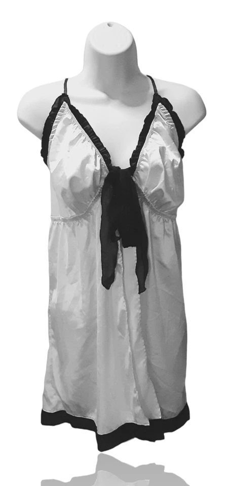 Amowreuse Talla Top de dormir delantero dividido L, blanco/negro. NS-9 Foto 4 de 4