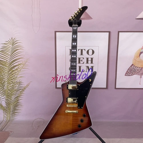 Tobacco Sunburst Explorer Electric Guitar God Hardware HPl Fretboard HH Pickups