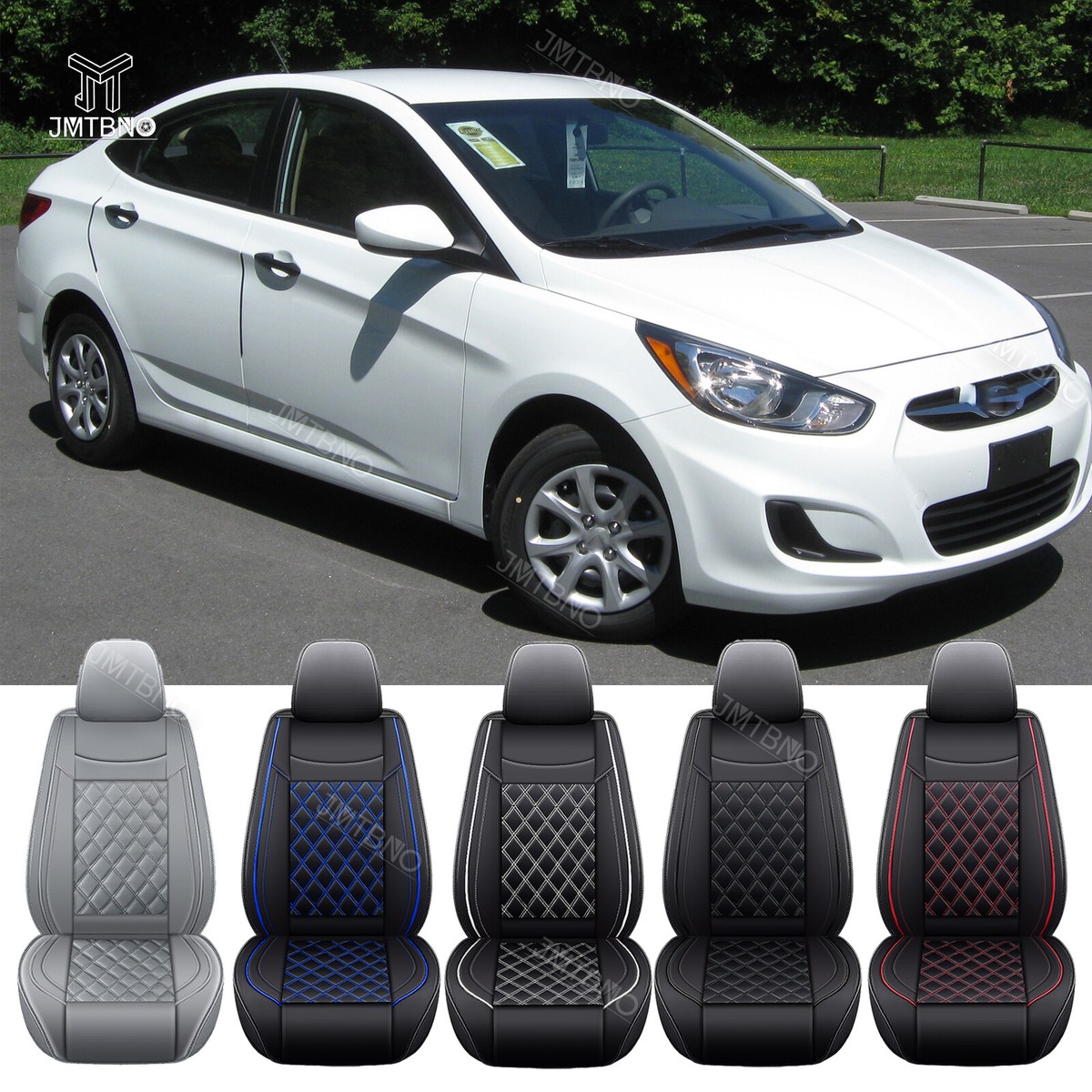 For Hyundai Accent GLS Car Seat Covers Set Front&Rear PU Leather 5-Seat  Cushion