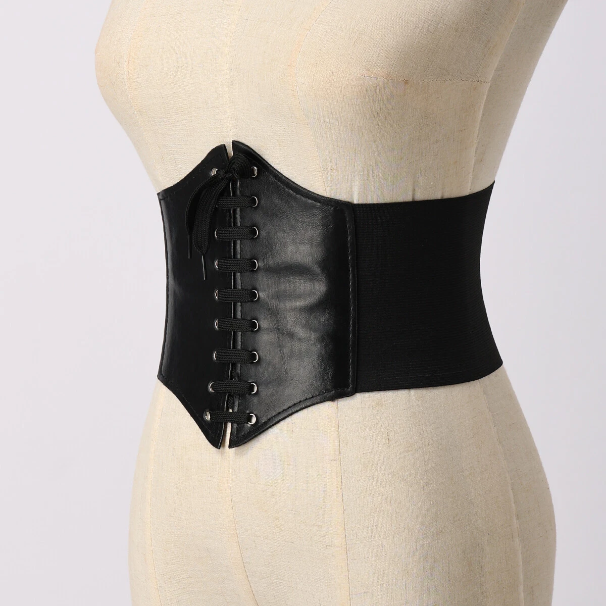 Women's Black Elastic Stretch Corset Waist Cincher Belt Dress Wide Belt  Corset