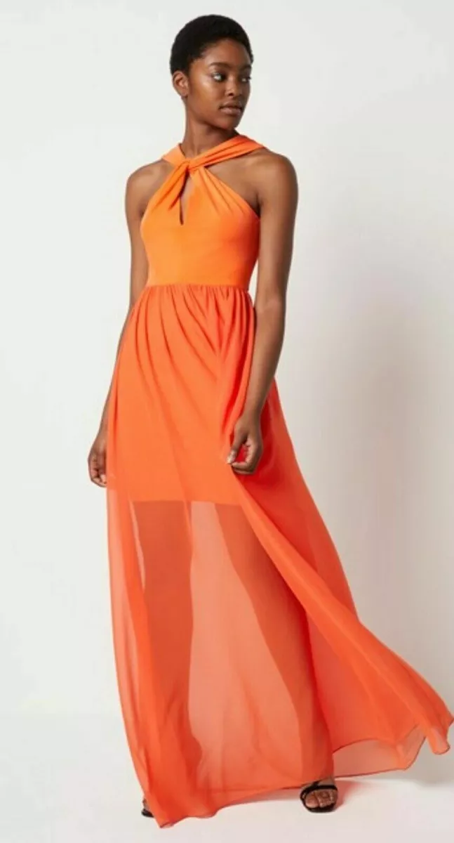 French Connection Women s Orange Panthea Jersey Twist Maxi Dress