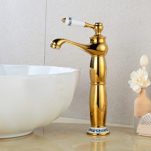 Rubinetto bagno ottone dorato, rubinetto lavabo manico singolo con cartuccia ceramica - Foto 4 di 6