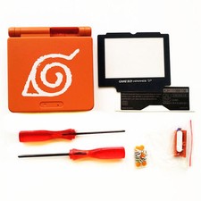 GBA SP Game Boy Advance SP Housing Shell GLASS Screen Lens Naruto Orange USA!