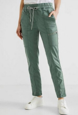 Street One Damen Style Bonny Cargo Slim Leg Straight Hose Grün Stretch Pants L30