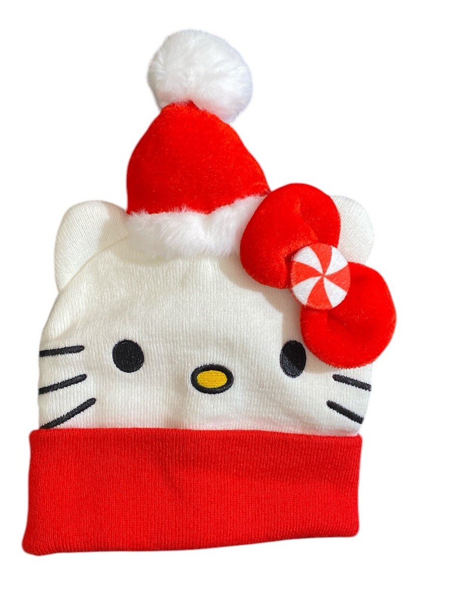 Sanrio Hello Kitty Beanie Knit Hat Cap Red Christmas Girls One