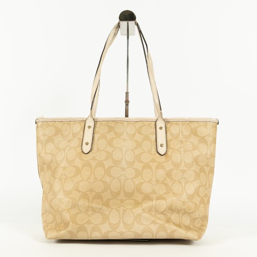 COACH Signature Beige Canvas Tote Bag Shoulder Handbag Style 225233101701 - Picture 9 of 17