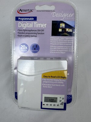 Amertac Programmable Digital Timer TE05WHB  Indoor Weekly White LCD Appliances