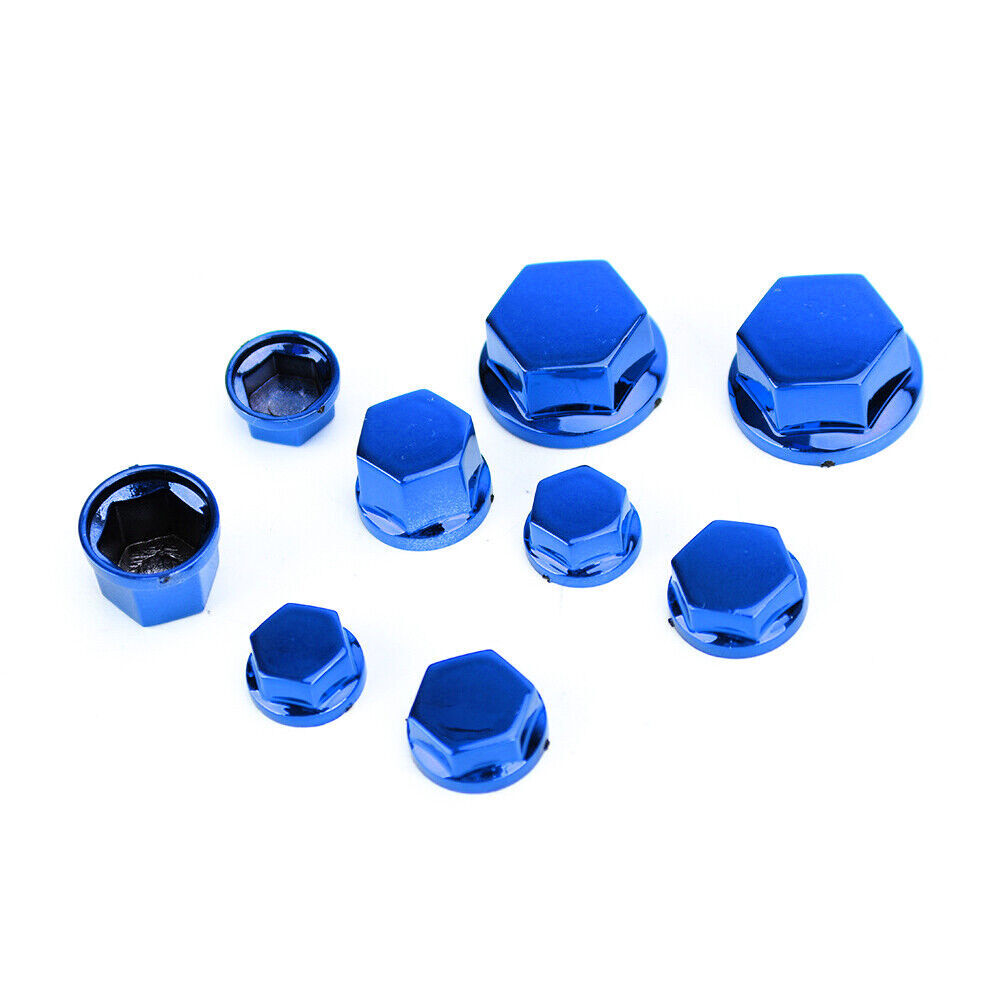 30pcs Motorcycle Blue Plastic Hexagon Socket Screw Covers Bolt Nut Cap