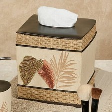 Key West Handpainted Tropical Tissue Cover Multi Warm Fern Leaf