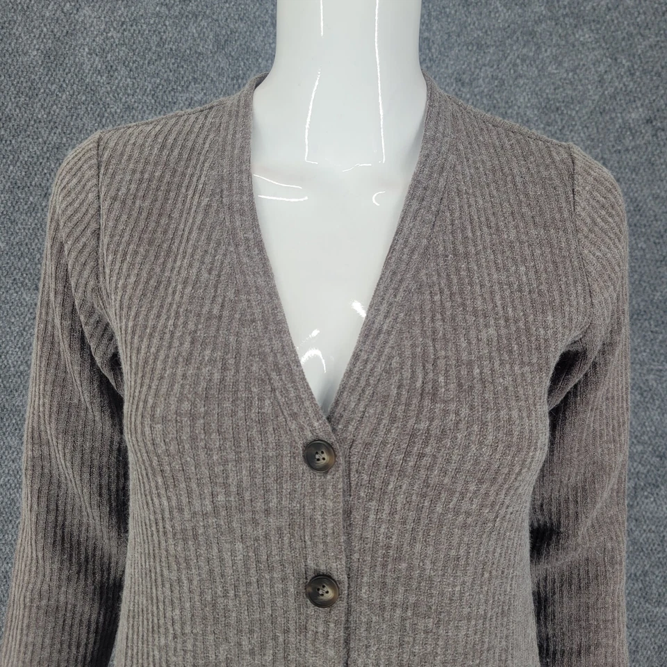 Dennis Basso Buttoned Cardigan XX-Small Sz Heather Taupe Duster Top w Pockets - Image 4 of 4