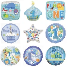 1st Birthday Boy 18" Balloons Blue First Birthday Foil Mylar Party Balloons