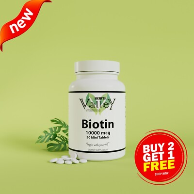 Biotin 10000 mcg Healthy Hair, Nails, Skin, Lower cholesterol