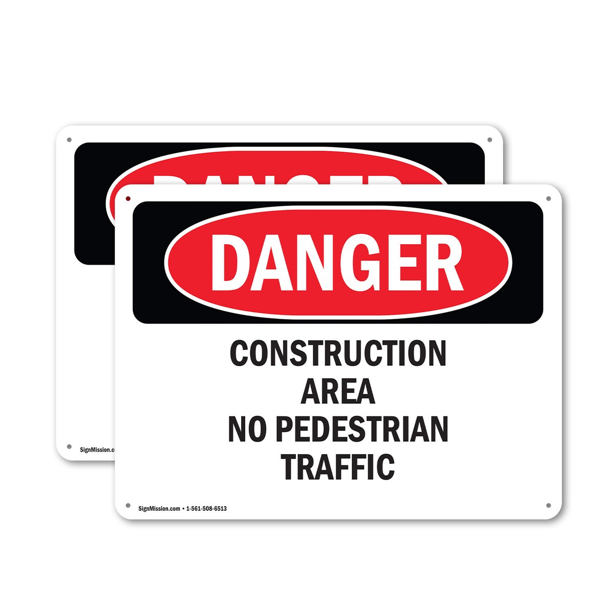 2 Pack) Construction Area No Pedestrian Traffic OSHA Danger