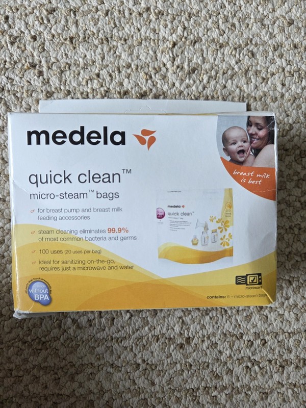 Medela Quick Clean Micro-Steam Bags - 5 (Five) Bags NEW - 100 Uses - 20 Per Bag