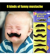 6pcs/set Stylish Costume Funny Party Fake Moustache Black - F/S NYS