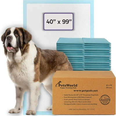 PETSWORLD 40" x 99" Gigantic Pee Pads, 4XL, Heavy-Duty, Pee Pads for Pets