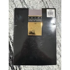 Saks Fifth Avenue Sheer Pantyhose Control Top Sandalfoot Gunmetal Medium Tall