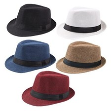 5 Pack Short Brim Fedora One Size 5pack-black white khaki blue wine Red