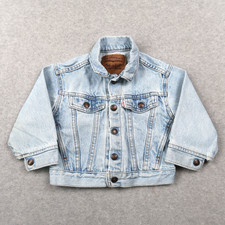 Vintage 90s Little Levi's Denim Jean Jacket 72027 USA Pockets Snap Front Size 3T