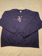 Vtg Jerzees NuBlend New York City Embroidered Sweatshirt XL Navy Y2K Gorpcore