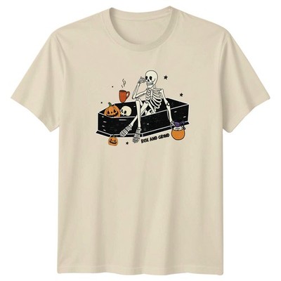Rise And Grind T-Shirt Kaffee Skelett Halloween Geschenk für Sie und Ihn