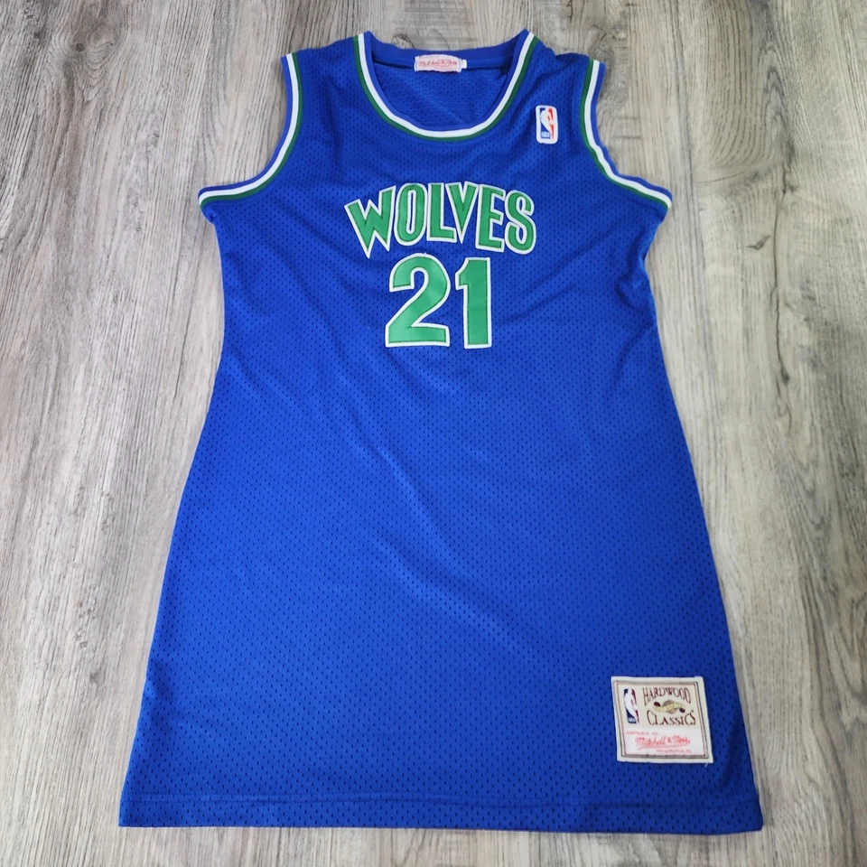 Camiseta Timberwolves Kevin Garnett Mediana Mitchell & Ness Rara Azul Verde Letras Foto 2 de 4