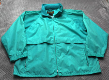 Vintage Eddie Bauer Jacket Womens Large Teal Windbreaker Packable Hood 80s