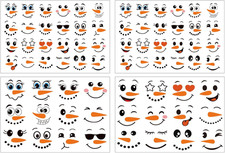 72 PCS Snowman Face Stickers 2 Sizes for Various Crafts