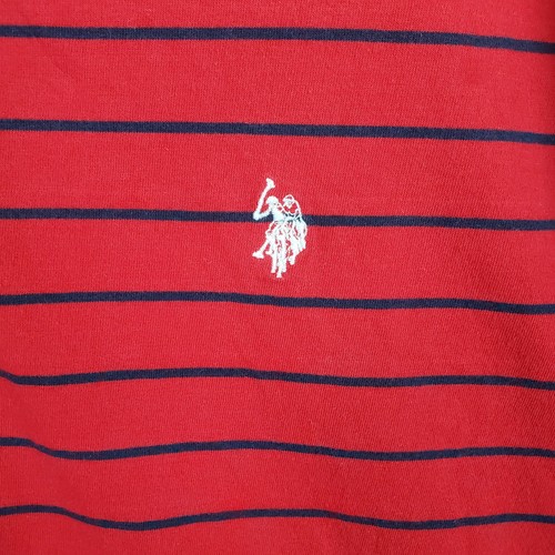 Men’s XL U.S. Polo Assn. Red black Striped V-Neck T-Shirt - Picture 2 of 7