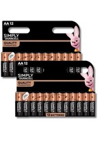 24 x Duracell AA Simply Batteries Long Lasting Power Alkaline Battery Double A