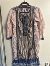 Khaadi Prêt Size 12 Kurta Tunic Dress Pink Blue Embroidered