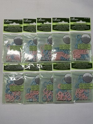 Clover #329 Stitch Ring Markers, 10 Packs, 10 Small 20 Large In Each, Knitting 
