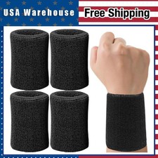 4pcs 6 Inch Long Wrist Sweatbands Cotton Absorbent Sports Bands for Men Women