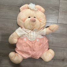 Vintage 1986 Fisher Price Puffalump Bear Cub 8006 Peach Plush Stuffed read