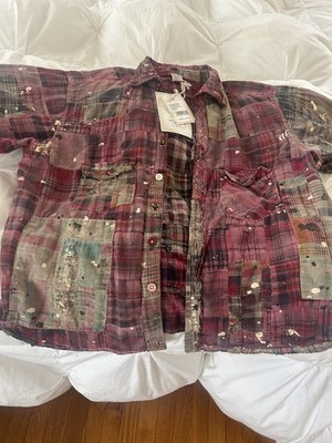 magnolia pearl kelly western shirt madras pink os NWT 