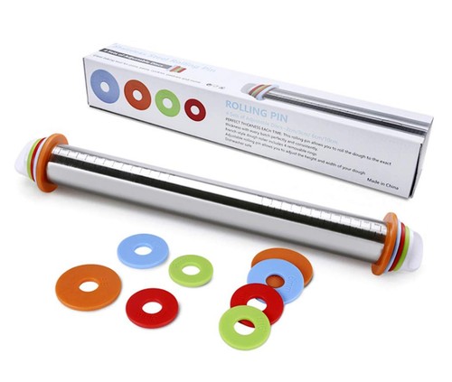 Rolling Pin, 17 inch Adjustable Stainless Steel Rolling Pins Dough Roller Sti...