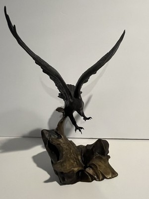 Franklin Mint Wings of Glory Solid Bronze Eagle Sculpture Signed 1990