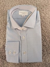 Charles Tyrwhitt Shirt 17/37 Indigo Blue Greenwich Slim Fit Button Up NWT