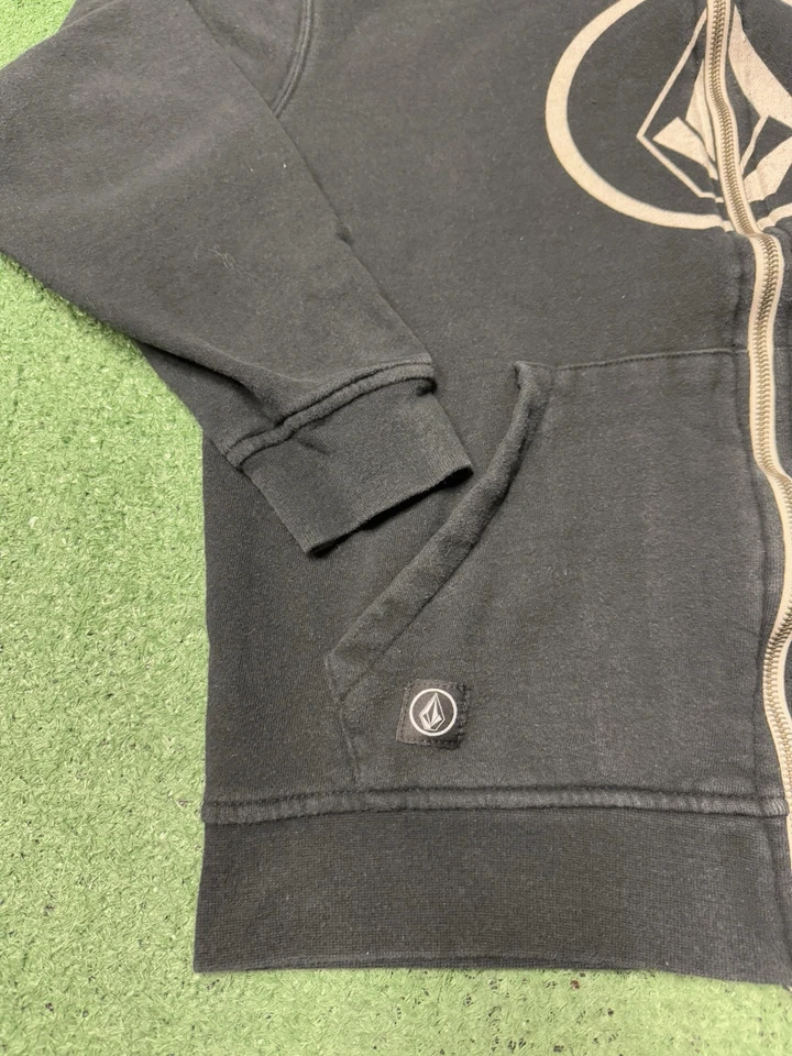 Sudadera con Capucha Cremallera Completa Y2K Volcom De Colección Niños Grande Negra Patín Logo Grunge Surf De Colección Foto 4 de 4
