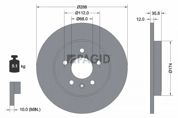 2x PAGID Disque De Frein Plein Ø288mm Pour Audi A4 Avant 8ED B7 8H7 - Photo 1/1