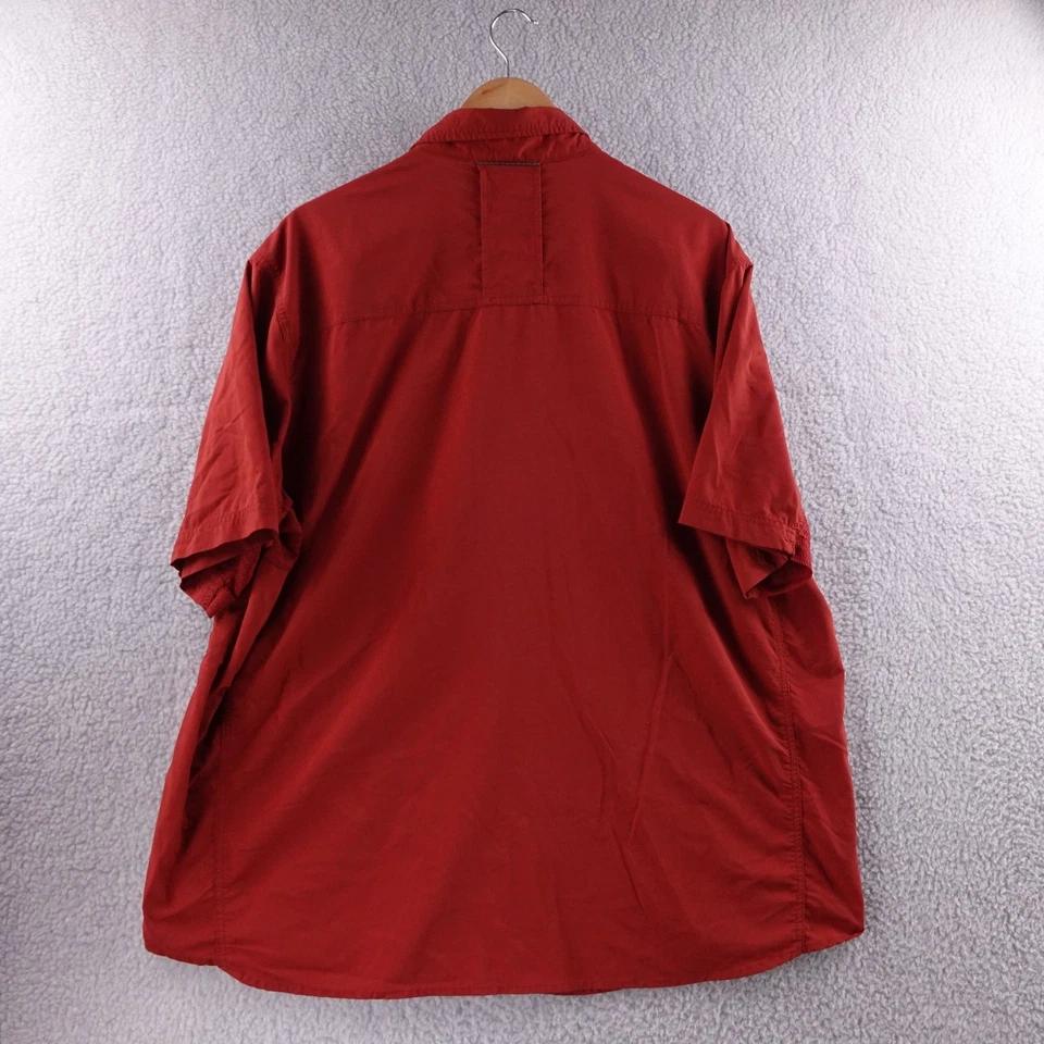 Camisa REI Para Hombres Roja Manga Corta Abotonada Senderismo Aventura Talla XXL Campamento Foto 3 de 4