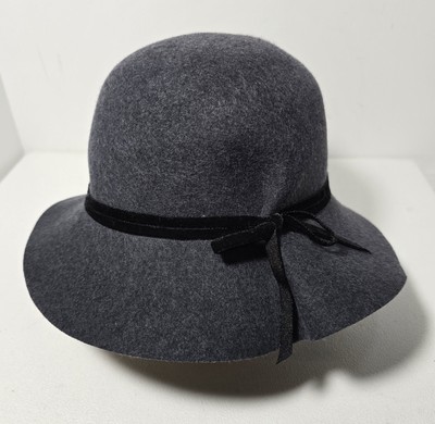 Perfectly Patricia Underwood Chic Wool Felt Cloche Brim Hat Vintage Gray 
