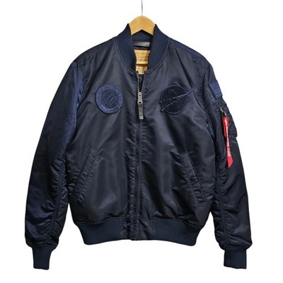 Alpha Industries Herren Bomberjacke Navy Blau Large Flying NASA MA-1 LKZ 10014*