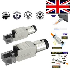 Shielded Cat7 RJ45 Connector - Tool-Free, 600 MHz, Durable Metal, 2-Pack