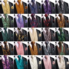 Mens Jacquard Floral Waistcoat Dress Vest Formal Groom Wedding Evening Wear