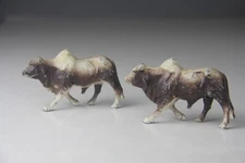 Set of 2 Vintage Hollow Cast Brahman Bull Figurines