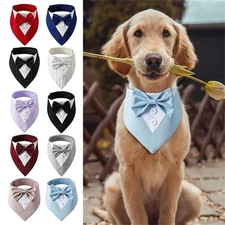 Wedding Dog Bandana Triangle Scarf with Bow Tie for Small Large Pets Labrador