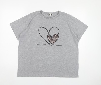 Apricot Damen grau Herz Print T-Shirt Größe 12 Kurzarm